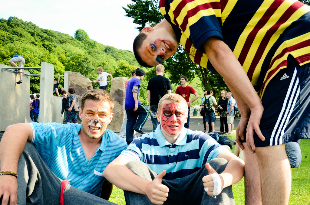 Sheffield Parkour members relaxing at an outdoor community event